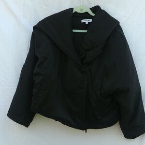 Elizabeth and James winter jacket hooded puffer women's black polyester